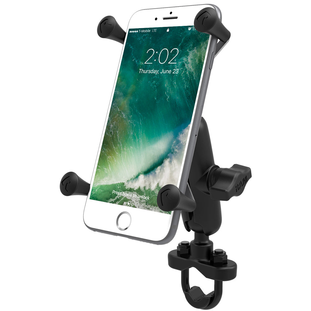 RAM Mount Handlebar Rail Mount w/Zinc Coated U-Bolt Base  Universal X-Grip Large Phone/Phablet Cradle [RAM-B-149Z-UN10U]