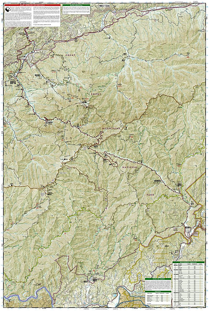 National Geographic Trails Illustrated TN/NC Clingmans Dome Nat Park Map TI00000317