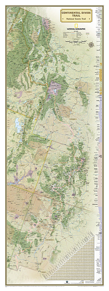 National Geographic Continental Divide Trail Wall Map Gift Box 18''x48'' RE01021204X