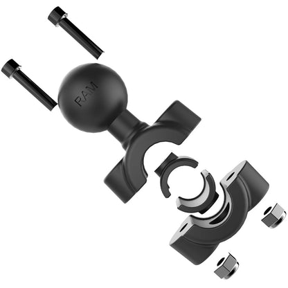 RAM Mount RAM Torque 3/8" - 5/8" Diameter Mini Rail Base with 1" Ball, Short Arm and X-Grip for Larger Phones [RAM-B-408-37-62-A-UN10]