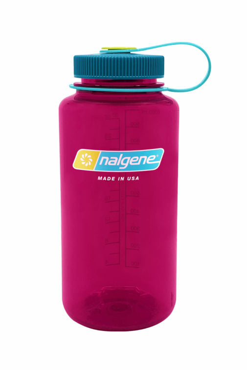 Nalgene Wide Mouth 32oz Bottle Eggplant Purple with Aqua Cap