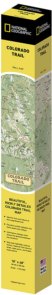 National Geographic CO Colorado Trail Wall Map 18" x 48" Gift Box RE01021201X