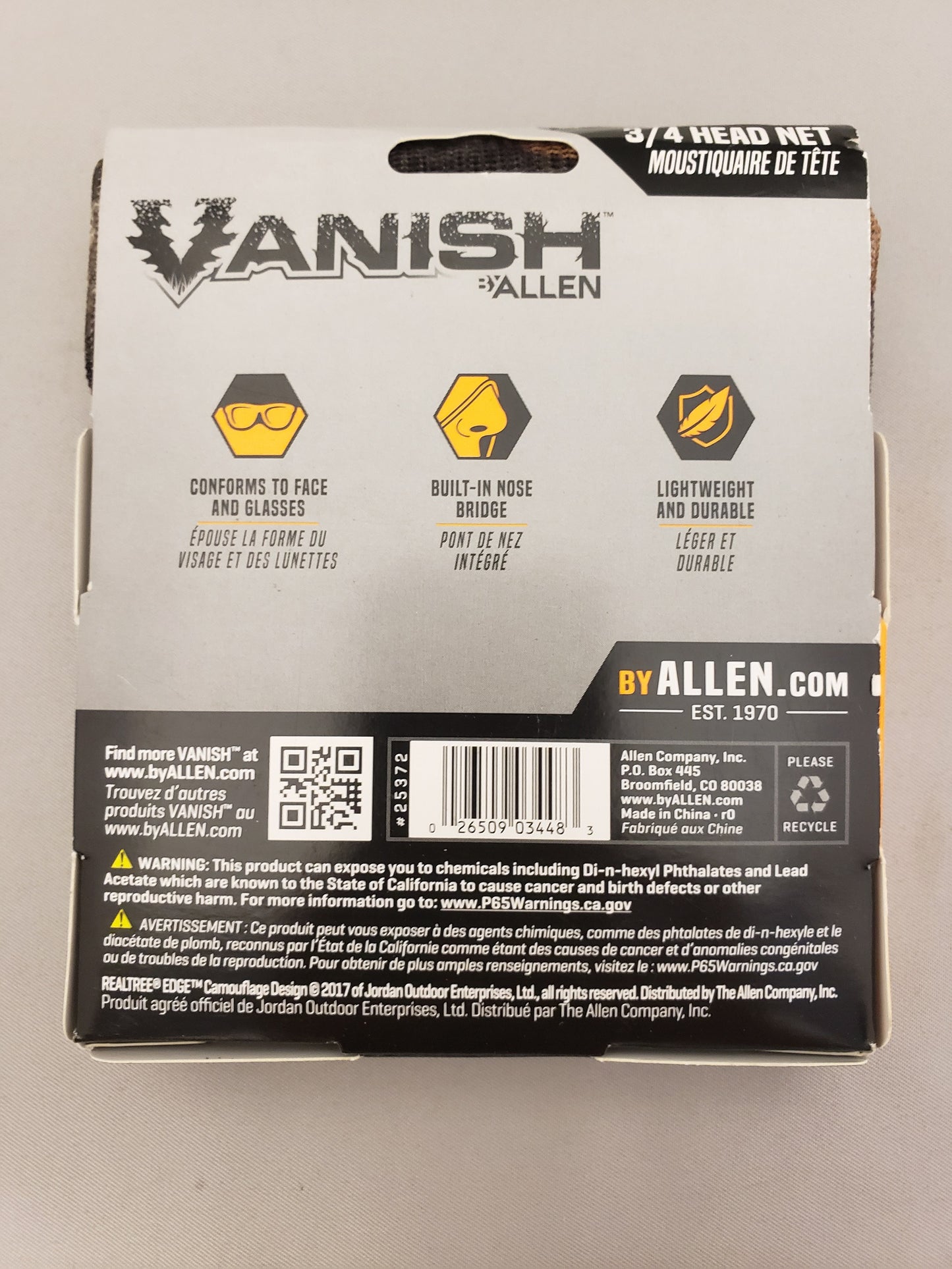 Allen Vanish Visa Form Mesh Realtree Edge 3/4 Head Net 25372