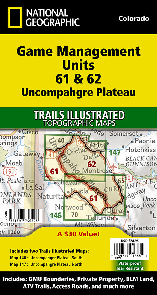 National Geographic CO Uncompahgre Plateau GMU Map Pack Bundle TI1021180B