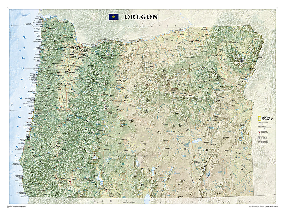 National Geographic Wall Map Oregon OR Laminated RE01020407