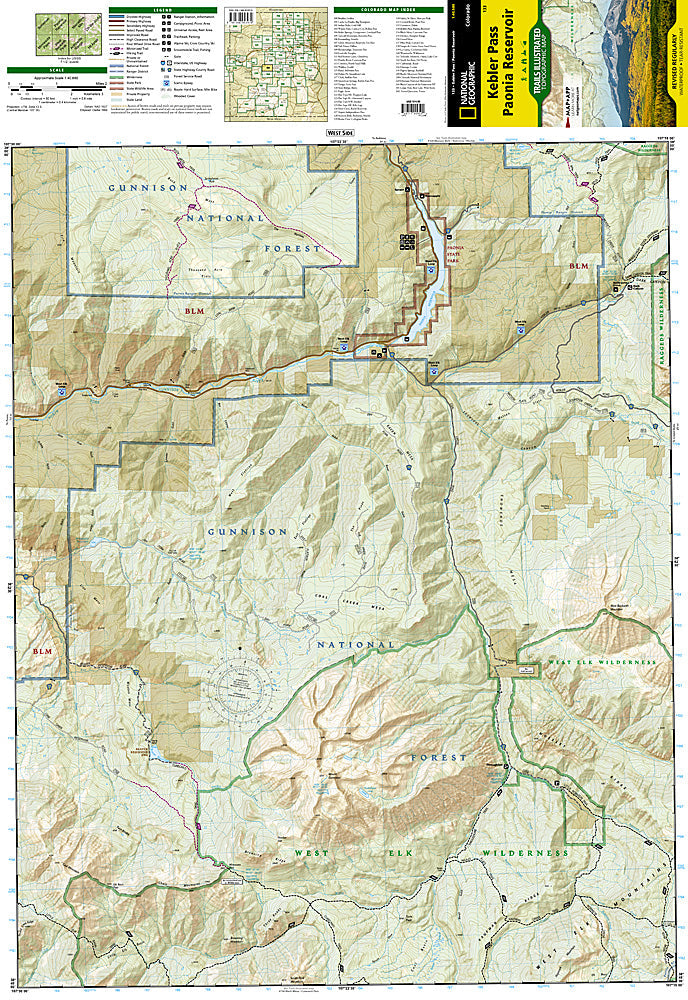 National Geographic Trails Illustrated Colo Kebler Pass Paonia Reservoir Map TI00000133