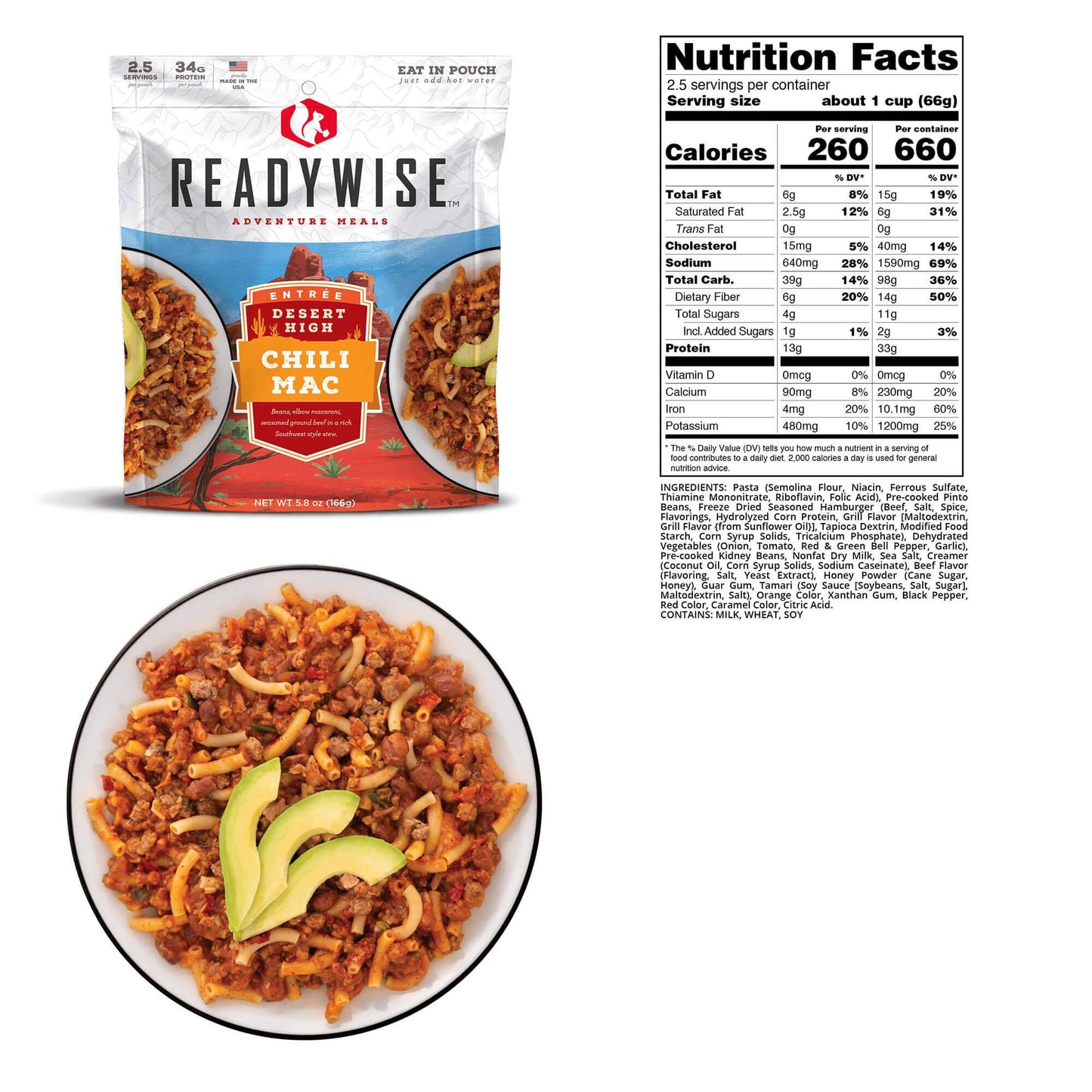 ReadyWise Desert High Chili Mac w/Beef 2.5 Servings