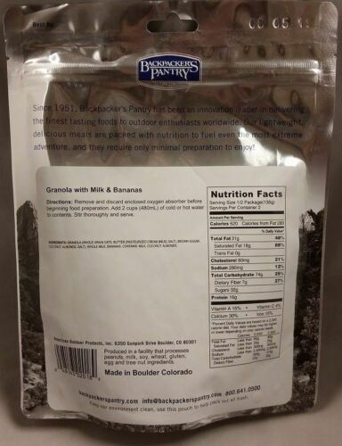Backpacker's Pantry Granola w/Milk & Bananas 2-Serving Freeze Dried Camp Food