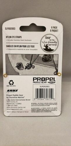 Shoreline Marine Propel Paddle Gear Kayak Nylon Eye Straps 6-Pack w/Hardware