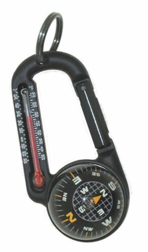 Sun TempaComp Thermometer Compass Carabiner Key Ring Temperature Biner 815