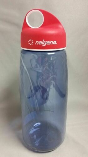 Nalgene N-Gen 53mm Wide Mouth 24oz Tritan Water Bottle Clear Blue w/Red Loop Lid