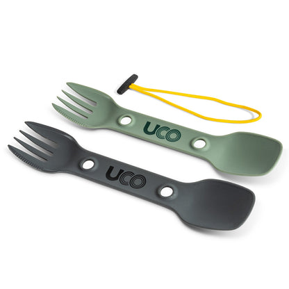 UCO Utility Spork 2-Pack Bulk Green / Charcoal w/Tether F-SP-UT-2PKBULK