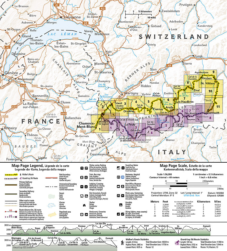 Haute Route Chamonix to Zermatt Topo Map Guide TI00004001