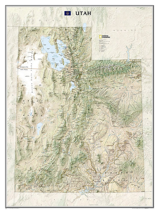 National Geographic Utah UT Wall Map Plastic Tubed 40.5" x 30.25" RE01020412