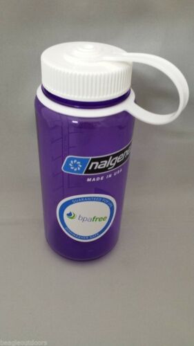 Nalgene Wide Mouth 16oz BPA Free Tritan Water Bottle Clear Purple w/White Lid