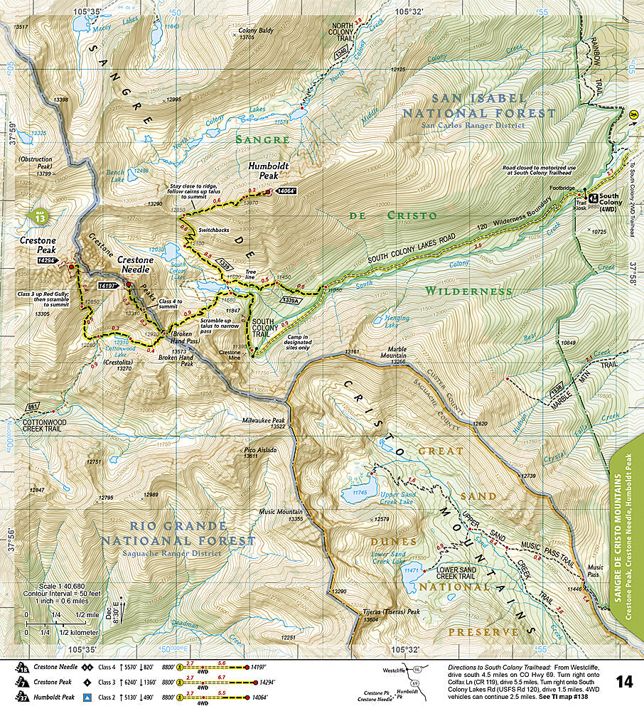 National Geographic TI Colorado 14ers South Topographic Map Guide TI00001303