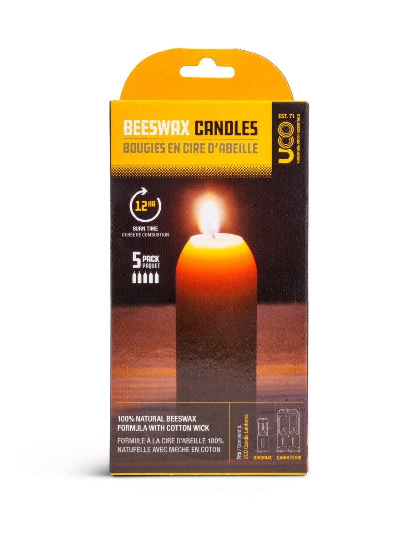 UCO 12-Hour Beeswax Candles 5-Pack for Original & Candlelier Lantern L-CAN-B-5PK