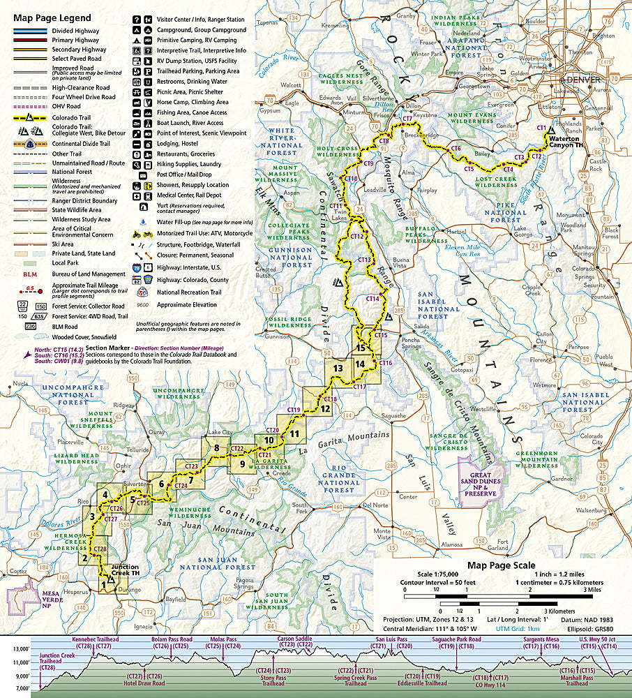 National Geographic TI Colorado Trail South Topographic Map Guide TI00001201