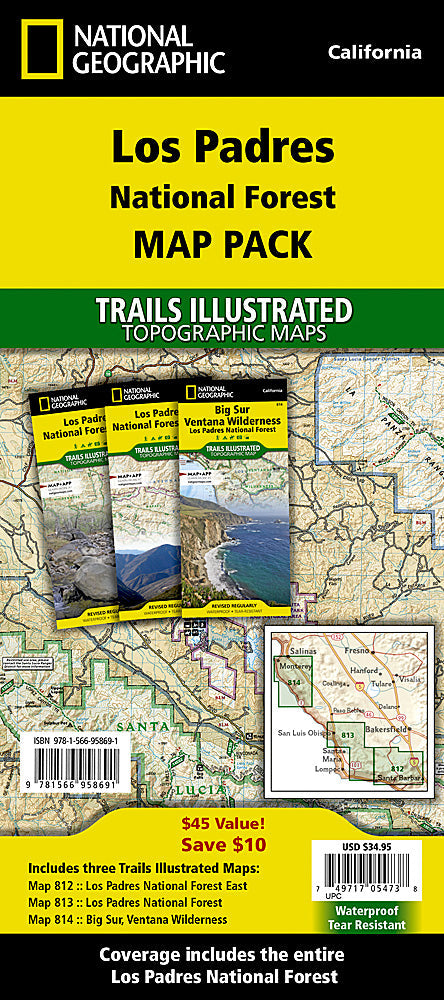 National Geographic Trails Illustrated CA Los Padres Nat Forest Map Pack Bundle