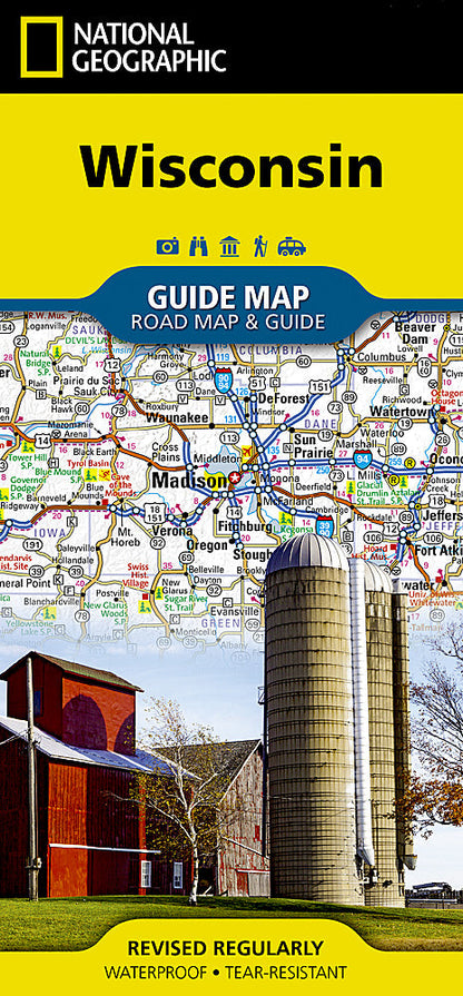 National Geographic Guide Map WI Wisconsin Road Map & Travel Guide GM01020338