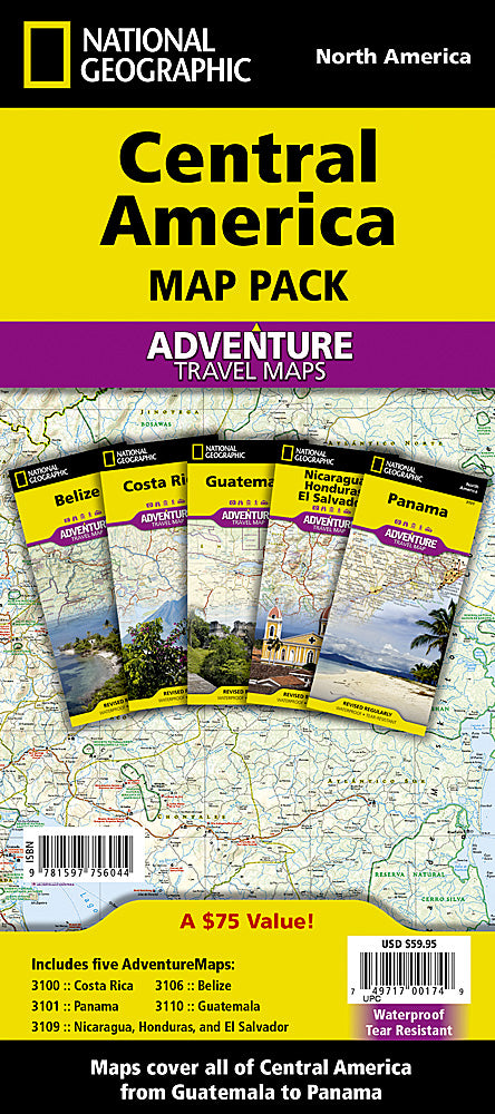 National Geographic Central America Adventure Travel Map Pack Bundle AD01021132B