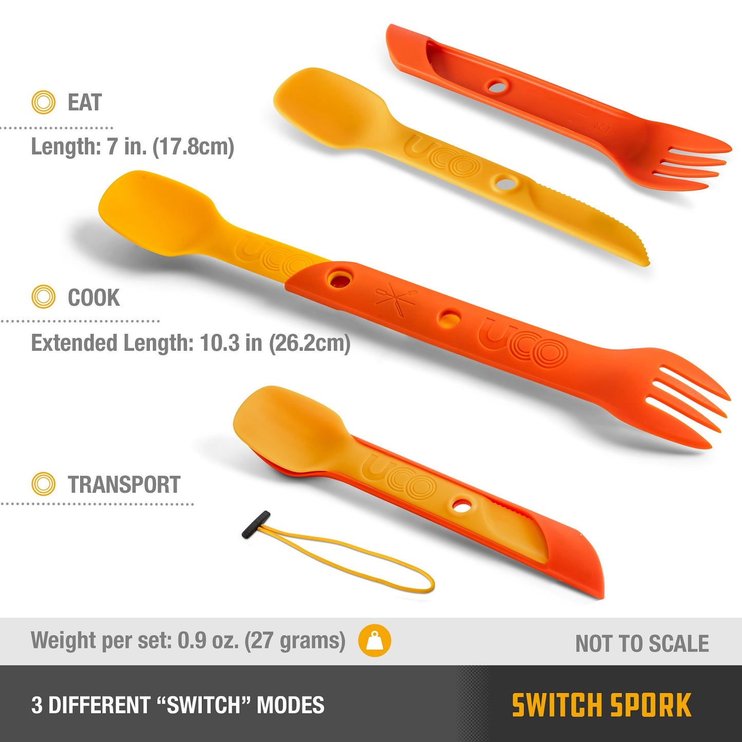 UCO Switch Spork Utensil Set w/Tether Retro Sunrise F-SP-SWITCH