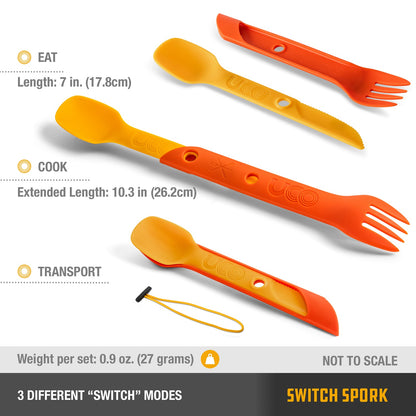 UCO Switch Spork Utensil Set w/Tether Retro Sunrise F-SP-SWITCH