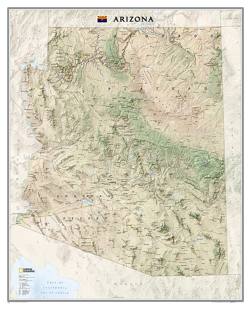 National Geographic Wall Map Arizona AZ Laminated RE01020398