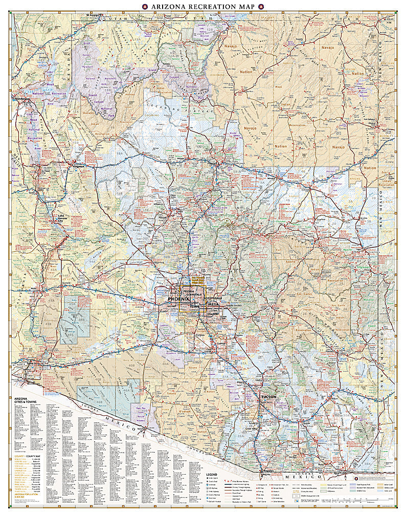 National Geographic Benchmark Maps Arizona AZ Recreation Map BE0BENAZRM