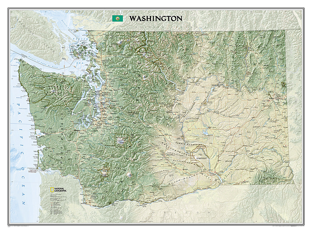 National Geographic Wall Map Washington WA Laminated RE01020416