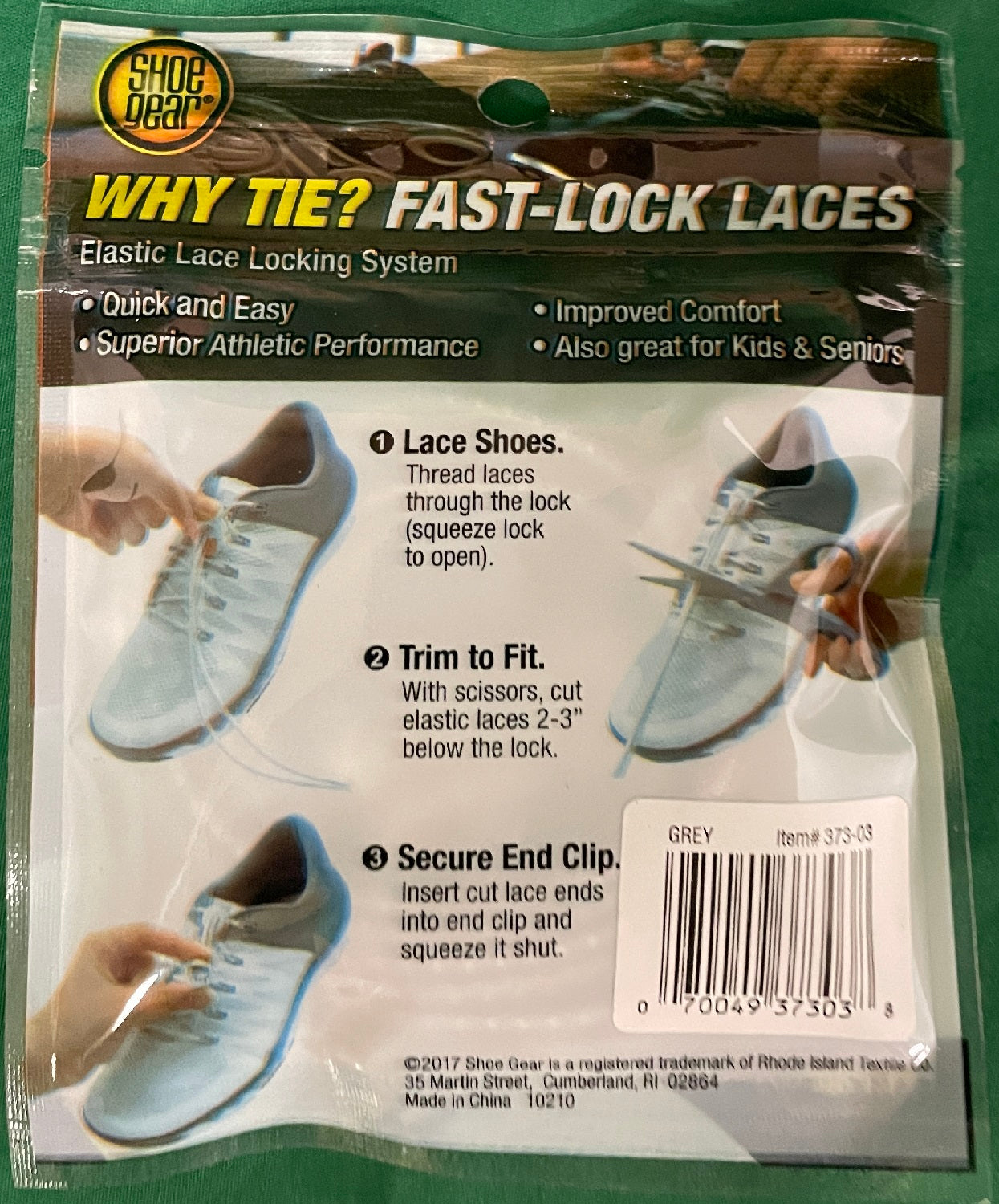 Shoe Gear Fast-Lock Shoe Laces Gray 373-03