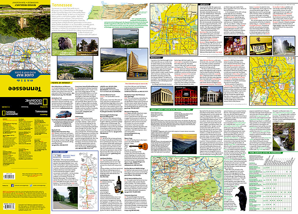 National Geographic Guide Map TN Tennessee Road Map & Travel Guide GM01020337