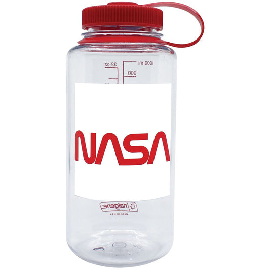 Nalgene Wide Mouth 32oz Bottle NASA Retro Logo with Red Cap