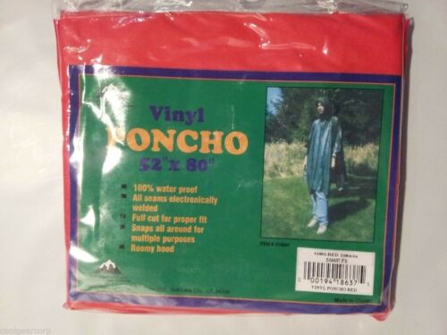 Liberty Mountain Waterproof Vinyl Rain Poncho Red 52" x 80" Survival