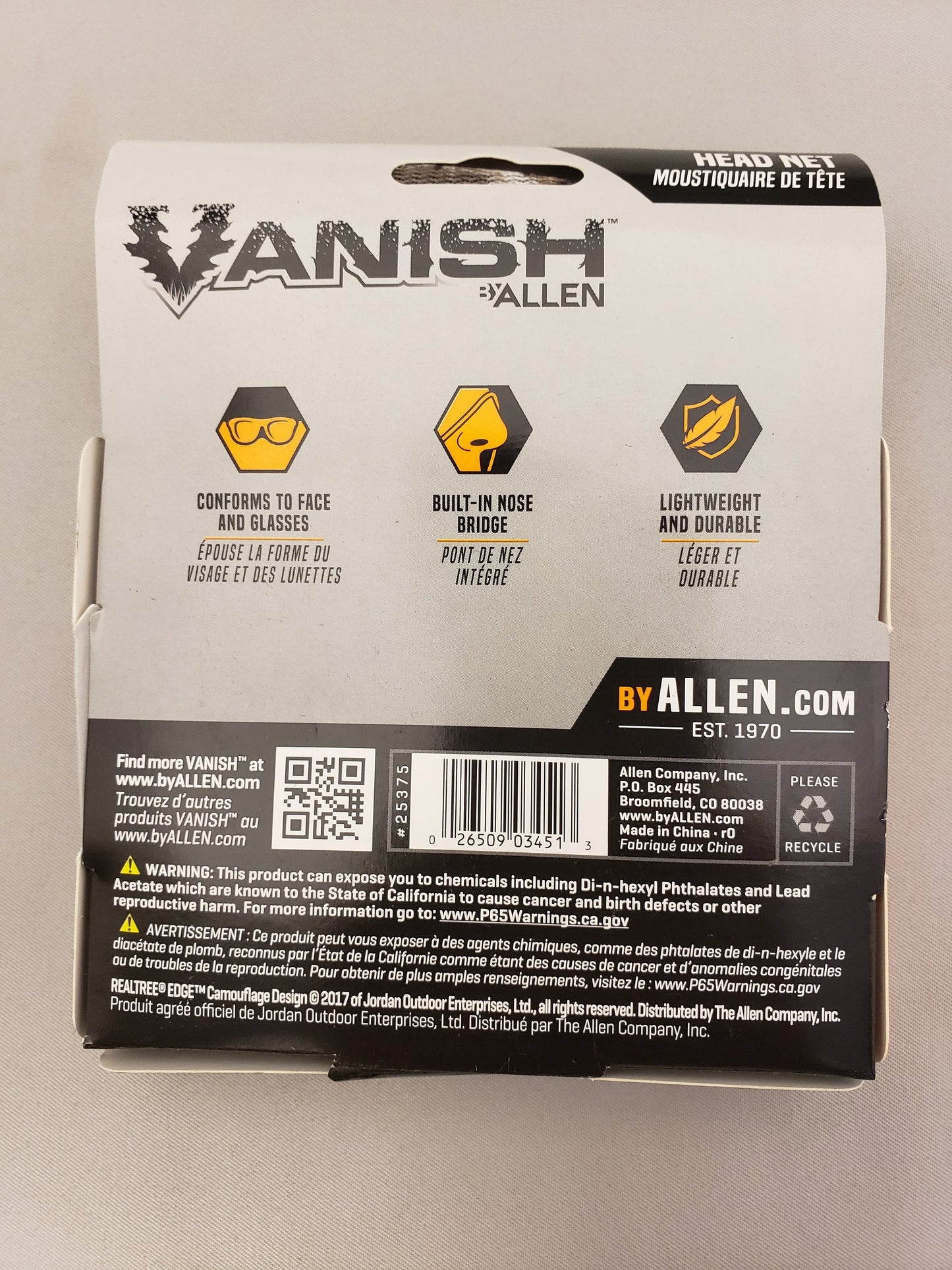 Allen Vanish Visa Form Mesh Realtree Edge Full Head Net 25375