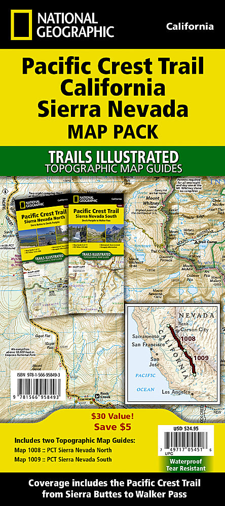 Pacific Crest Trail Sierra Nevada Map Pack Bundle TI01021228B