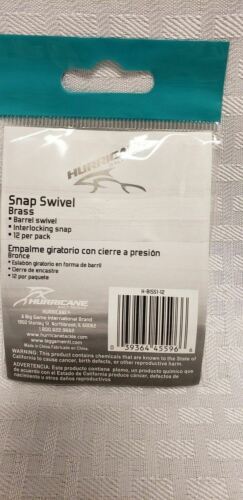 Hurricane Brass Snap Swivel Size 1 - Barrel Swivel w/Interlocking Snap 12-Pack