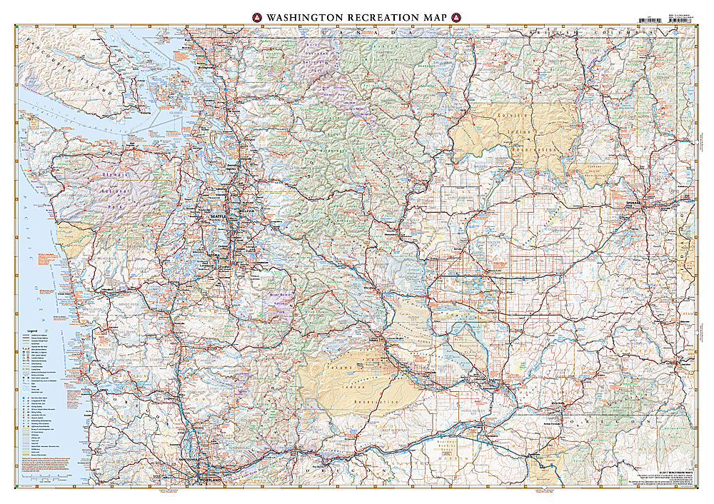 National Geographic Benchmark Washington WA Recreation Map BE0BENWARM