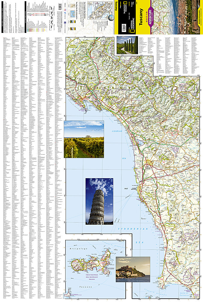 National Geographic Adventure Map Tuscany Region of Italy Europe AD00003305