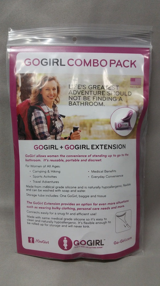 GoGirl Female Urination Device & 12" Extension Tube Combo Pack Pink GG-PL-PK-6