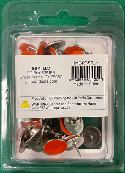 HME Metal Trail Tacks Highly-Reflective Orange 50-Pack RT-50