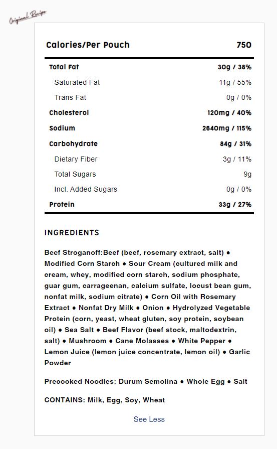 Mountain House Classic Beef Stroganoff w/Noodles 54119