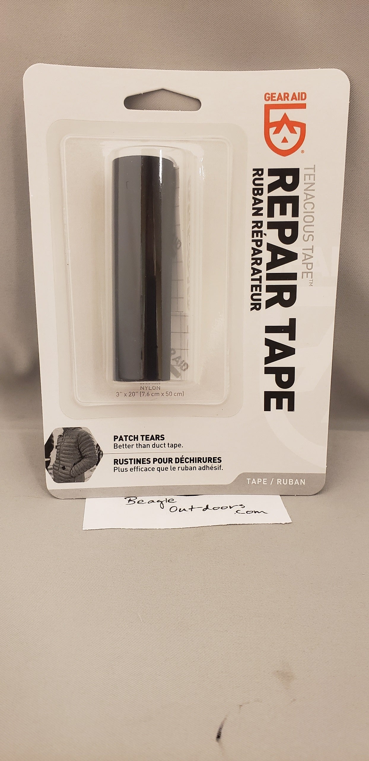 McNett Gear Aid Tenacious Tape Black 3"x20" - Tent Tarp Clothing Fabric Repair