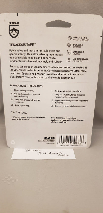 McNett Gear Aid Tenacious Tape Black 3"x20" - Tent Tarp Clothing Fabric Repair