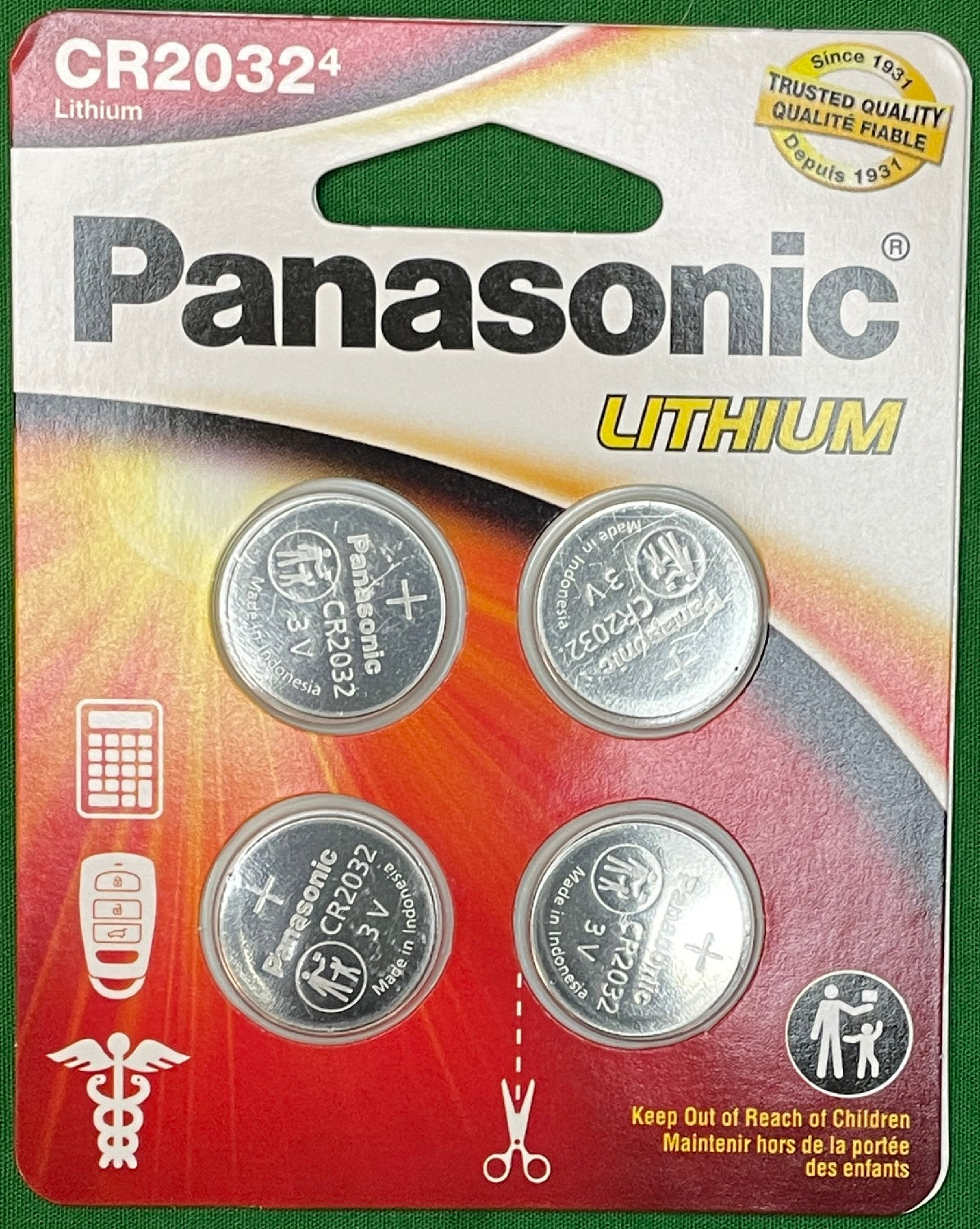 Panasonic CR2032 Lithium Coin Cell 4-Pack 460117