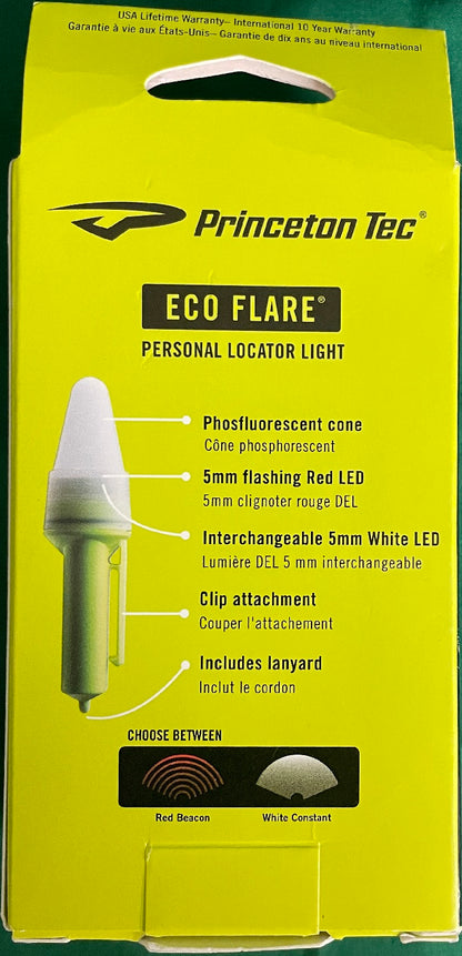 Princeton Tec Eco Flare Flashlight w/Key Ring Neon Yellow EF-2-NY