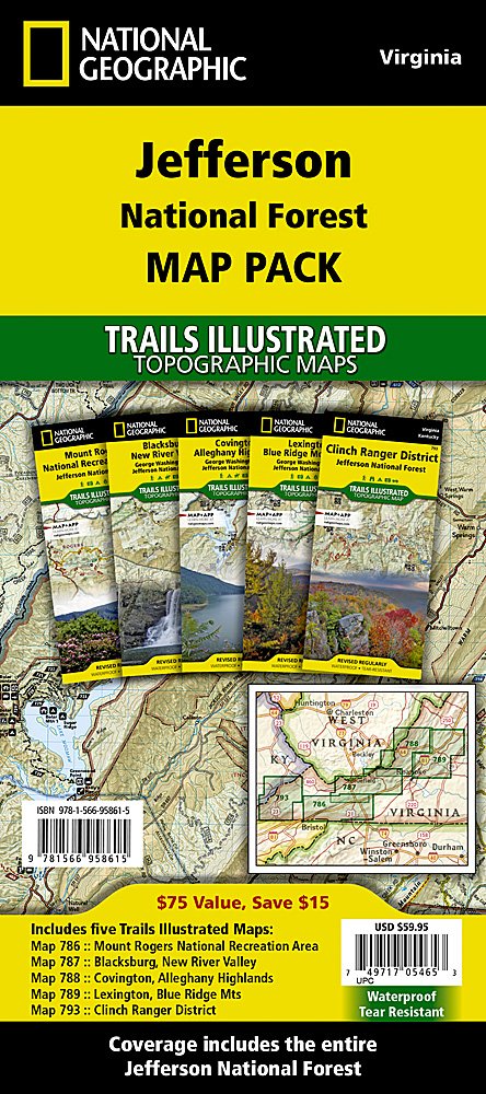 National Geographic Jefferson Nat Forest Map Pack Bundle TI01021241B