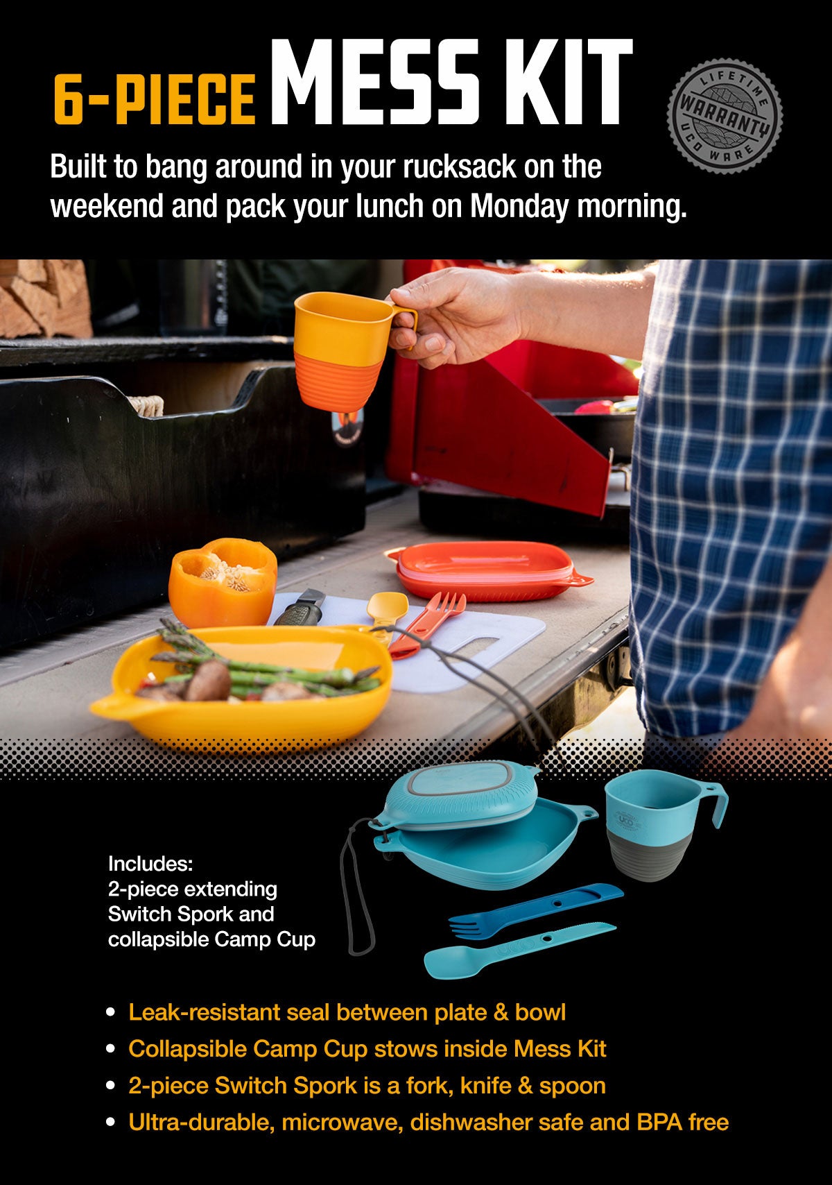 UCO 6-Piece Mess Kit Retro Sunrise F-MK-CORE6PC