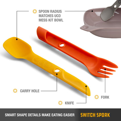 UCO Switch Spork Utensil Set w/Tether Retro Sunrise F-SP-SWITCH