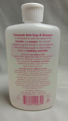Sierra Dawn Campsuds Camp Soap 8oz Biodegradable Bath / Shampoo Peppermint